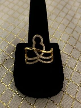 Gold Plated Multi-Row Crystal Accent Women's Ring